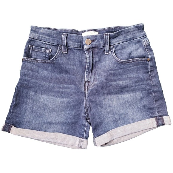7 For All Mankind Pants - 7 For All Mankind Jen7 Shorts Womens Size 4‎ Cuffed Stretch Blue Denim